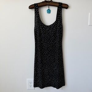 Black & white ditsy floral mini dress